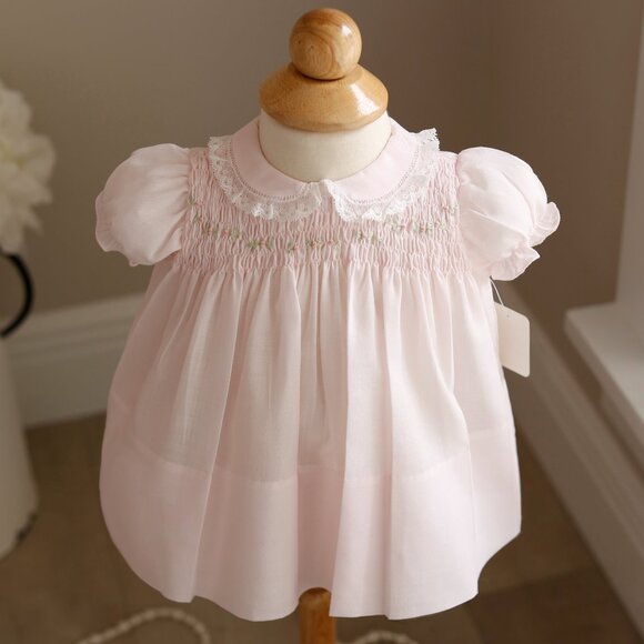 RARE UNIQUE Pink Smocked Dress Newborn Vintage Feltman Brothers Like New - Picture 7 of 7